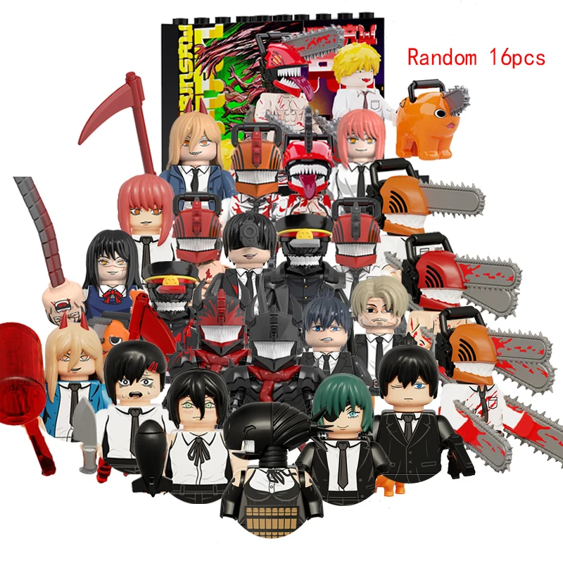 

MOC Creative Chainsaw Denji Man Pochita Makima Doll Mini Anime Action Figures Building Blocks Bricks DIY Toys for KID gift
