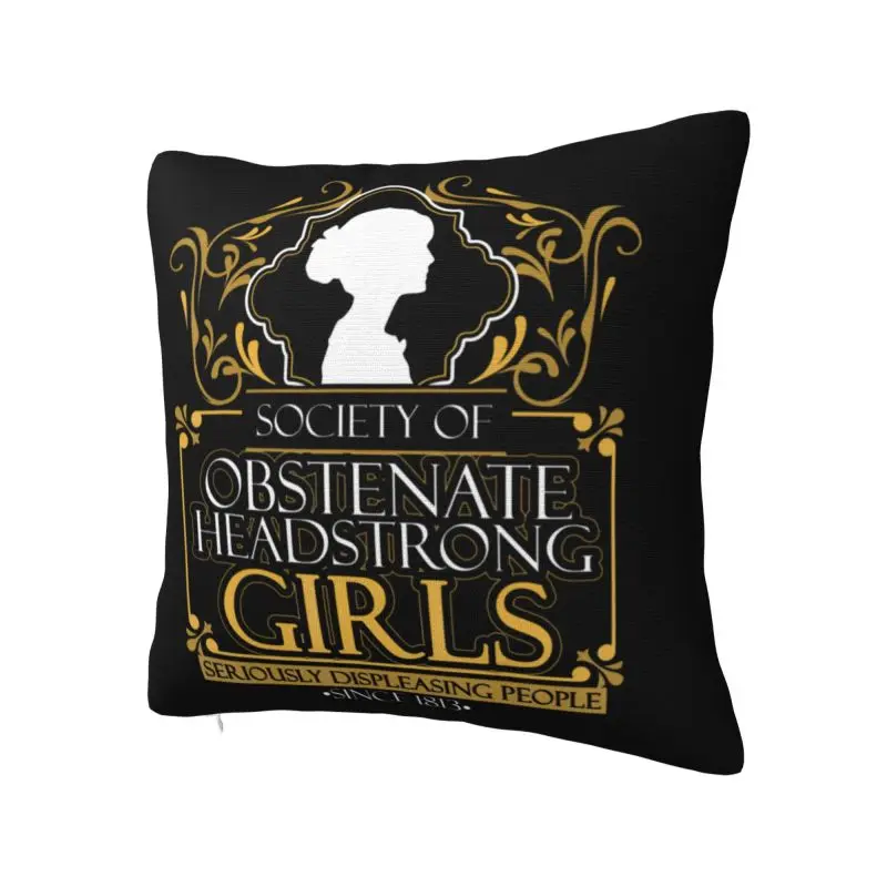 Society Obstinate Headstrong Girls Bookworm Throw Pillow Case 60*60cm for Living Room Cushion Cover Velvet Polyester Pillowcase