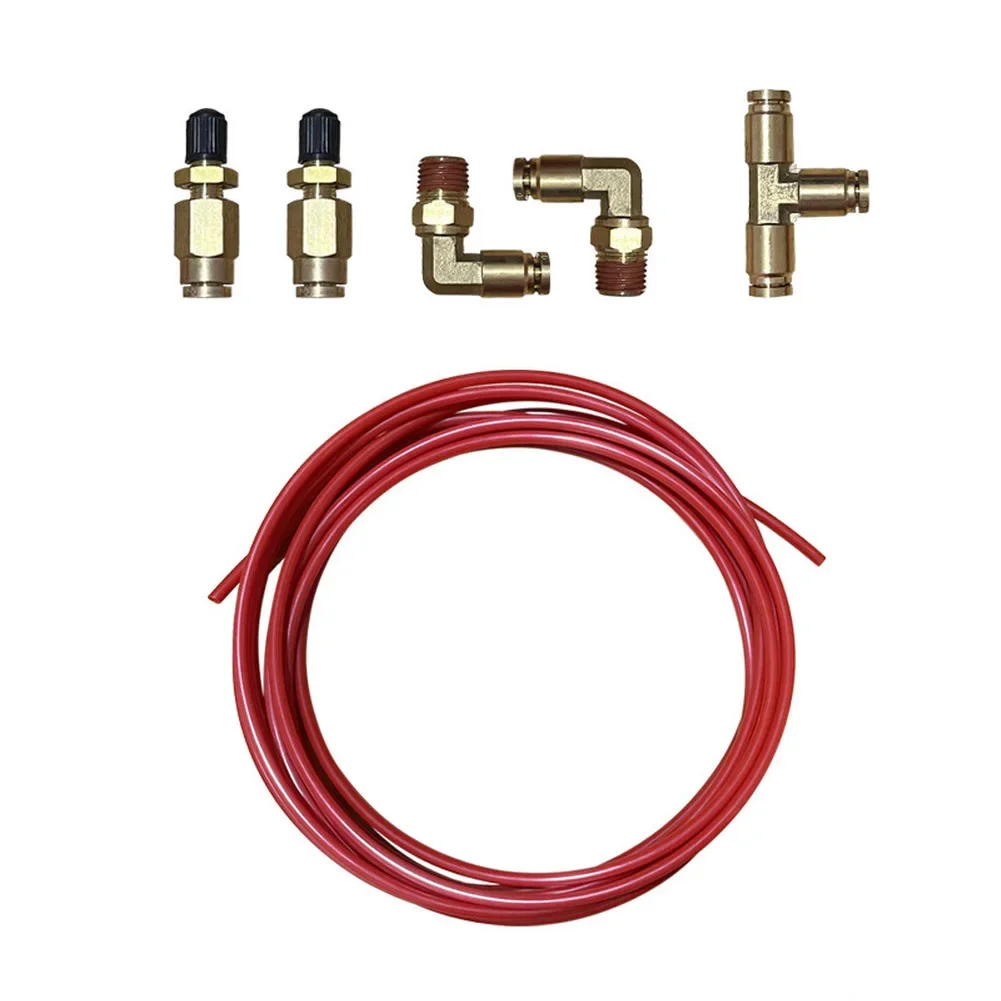 20FT Air Suspension Repair Hose with 1/4 NPT Bend Fittings Tee and Dual Inflation Valves for Maintenance of Air Ride Components