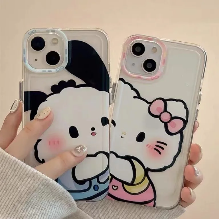 Cute Cartoon Sanrio Hello Kitty Pochacco Clear Phone Cases For iPhone 14 13 12 11 Pro Max XR XS MAX 8 X 7 SE Back Cover Y2k Girl