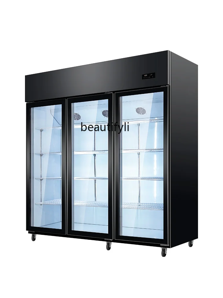 Three-Door Refrigerated Display Cabinet Industrial Refrigerator Vegetables and Fruits Double-Door Fresh Cabinet