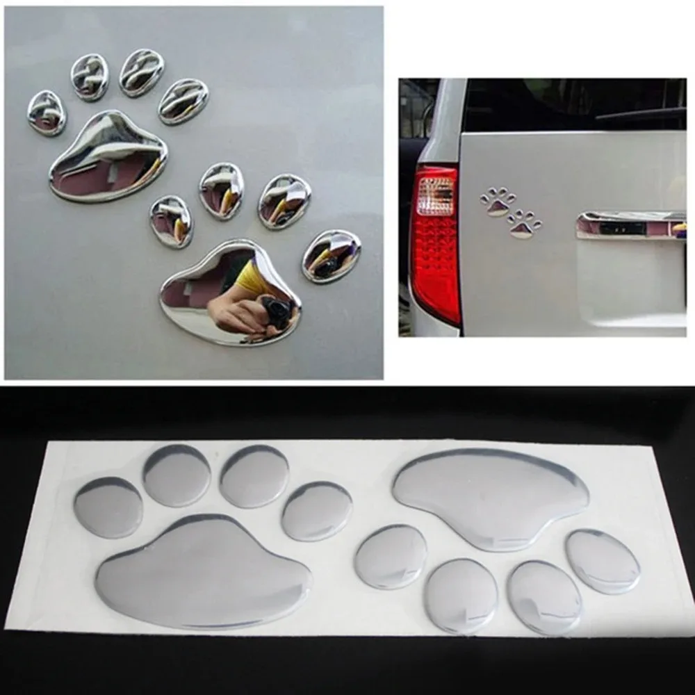 2pcs Creative Dog Paw Car Stickers Animal Footprint 3D Stereo Window Decals PVC Auto Body Styling