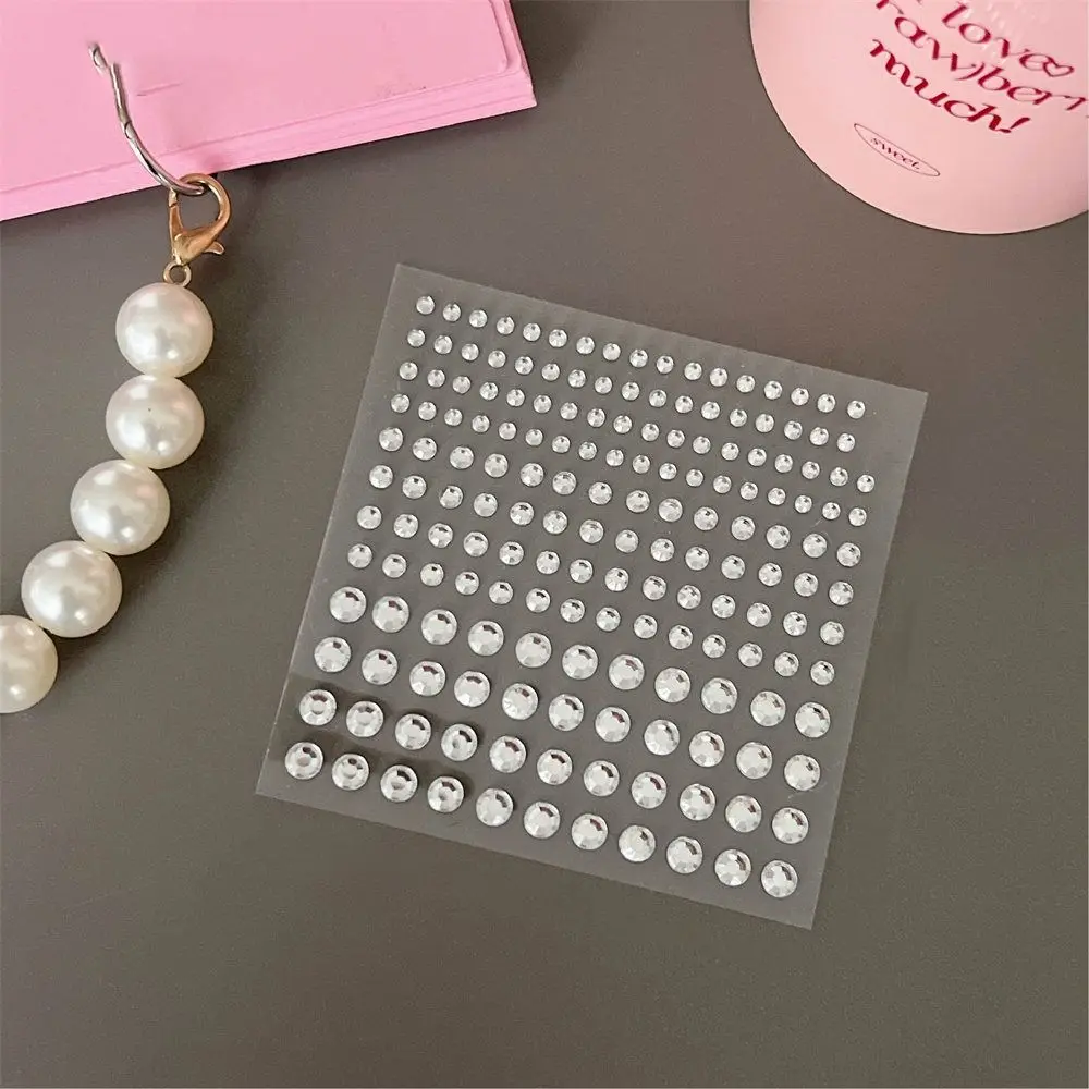 3D Rhinestone Pearl Decorative Sticker Fashion Disposable Semi Round Pearl Stickers Self Adhesive Light Luxury