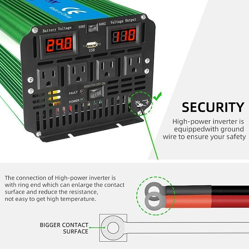 4000W/8000W Onda Sinusoidale Pura Inverter di Potenza DC 12V/24V A AC 100V 110V 50Hz/60Hz Convertitore di Tensione Solare telecomando presa americana