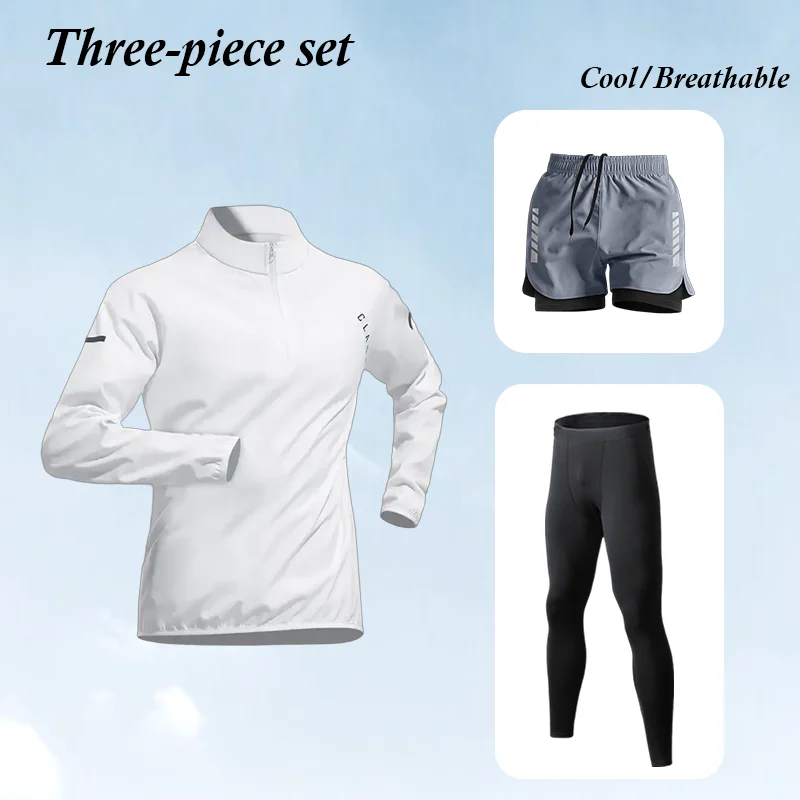 

Men's Summer Quick Drying Fitness Suit Sports Running Clothes Training Tights Basketball Gear Morning Run Activewear Set
