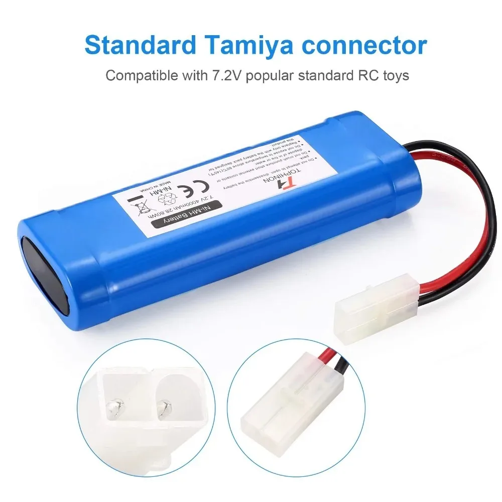 Paquete de Baterías Recargables Ni-MH de 7.2V y 4000mAh, Una Sola Pieza, Celda de Gran Capacidad Especialmente Diseñada para Autos a Control Remoto y Barcos RC, Uso en Modelos de Hobby