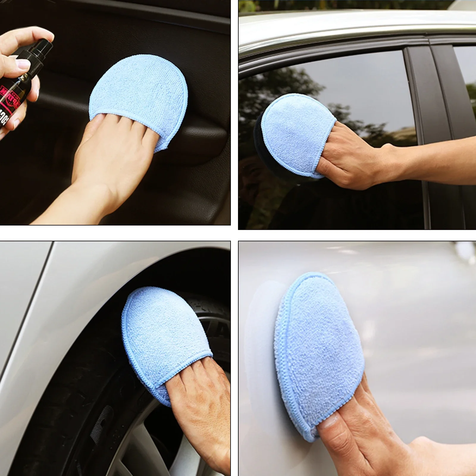 1/2/5Pcs 5Inch Car Microfiber Wax Applicator Foam Sponge Detailing Cleaning Buffing Pad 125mm for Auto Waxing, Dusting Polishing
