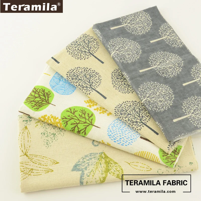 Teramila Wear-resistant Linen Fabric, Upholstery Fabrics, 4 Pcs Hessian Linen, Fat Quarter Bundle, Patchwork Cloth For Furniture