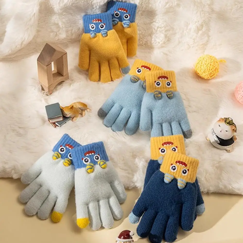 Winter Warm Children's Gloves Soft Stretch Thickened Student Writing Gloves Knit Mittens for Boys Girls for Women & Men