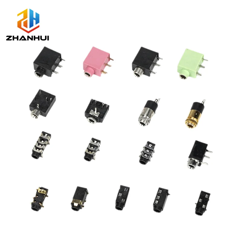5Pcs PJ Series Headphone Jack 3.5mm Stereo Female Socket Audio PCB Mount Connector PJ392A PJ-316 PJ307 Interface Adapter