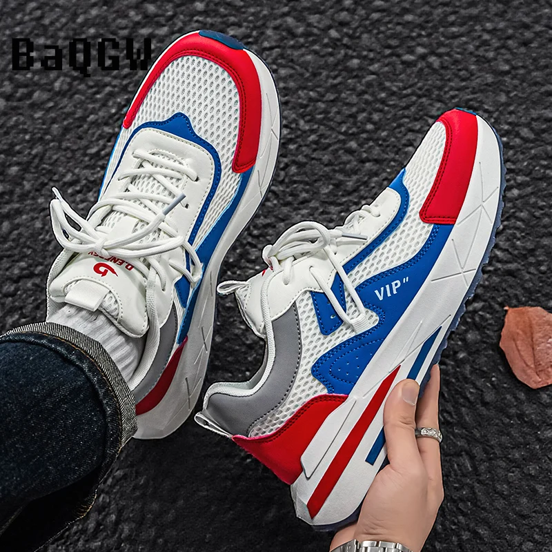 

Дышащие кроссовки унисекс 2026 с толстой подошвой, цветными вставками и сетчатым верхом, нескользящие, для повседневной носки и уличного стиля