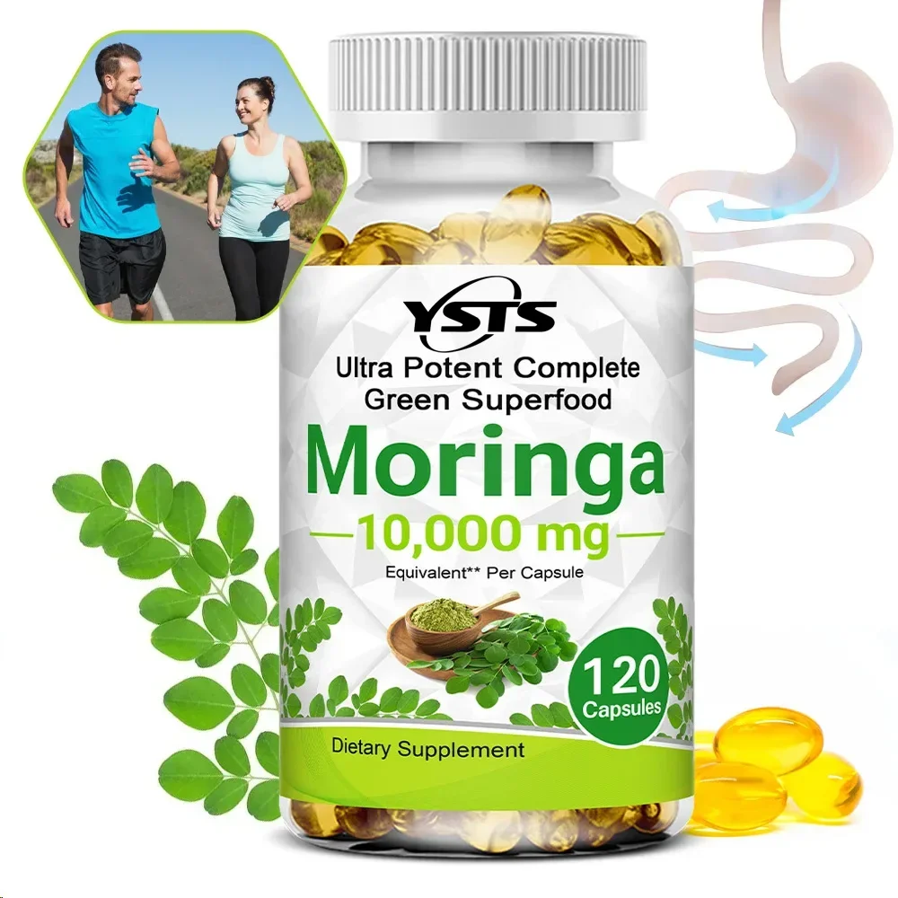 Moringa Capsules - Pure Moringa Powder - Energy, Skin, Immune & Gut Health Superfood Supplement Essential Vitamins & Amino Acid