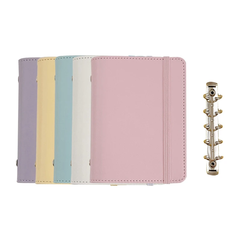 Macaron Five-hole Portable Mini Leather A8 Loose-leaf Notebook M5 Loose-leaf Portable Pocket Book Planner Notebook Binder