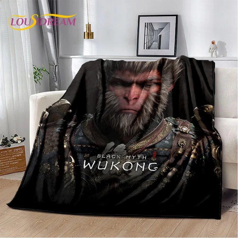 

Мягкое одеяло D Black Myth Wukong с мультяшным принтом «Король обезьян» для кровати, дивана, пикника, дома и спальни, обеспечивающее комфорт