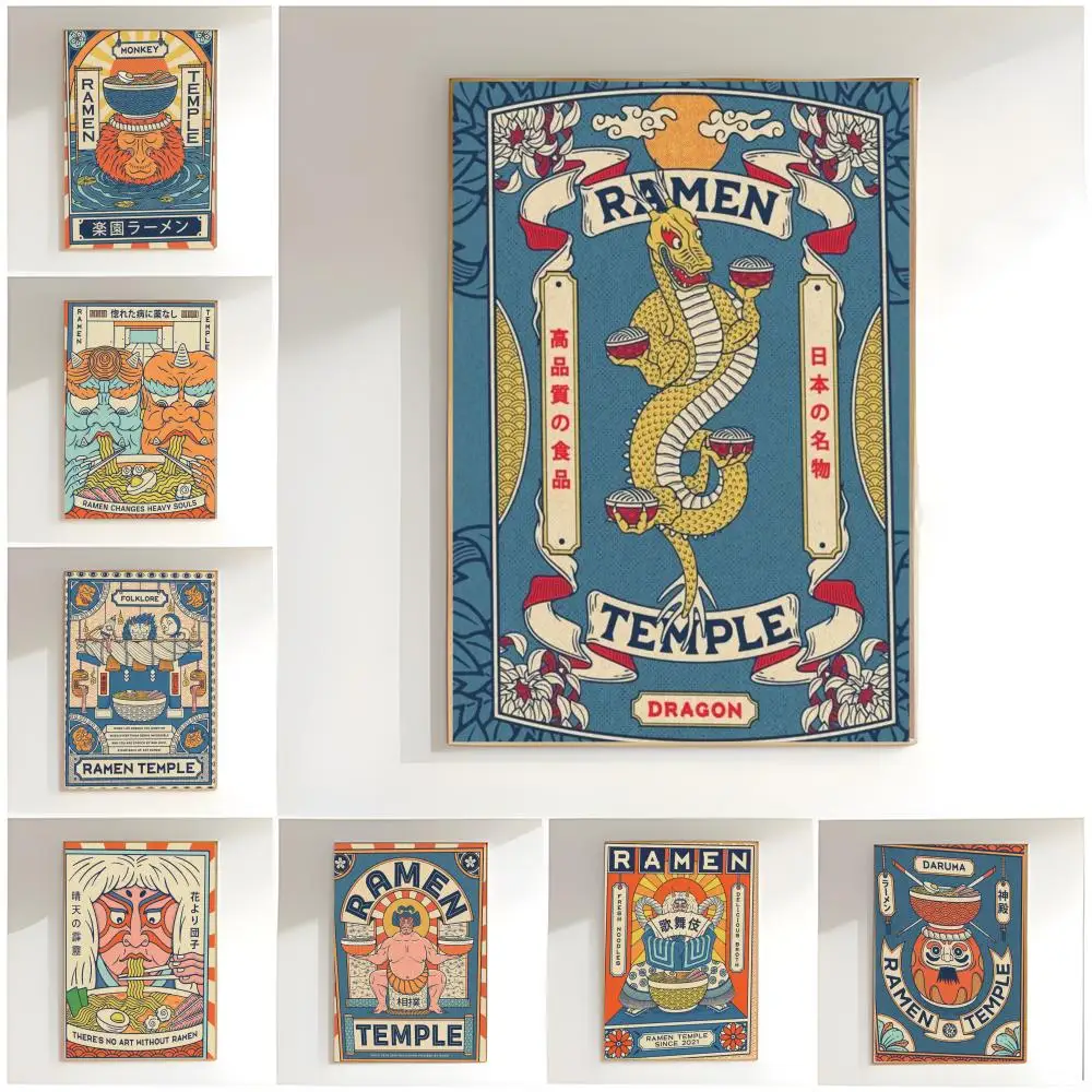 Japanese Foods Funny Ramen Noodles Poster Classic Wall Art  Home Decor  Peel and Stick Unframed