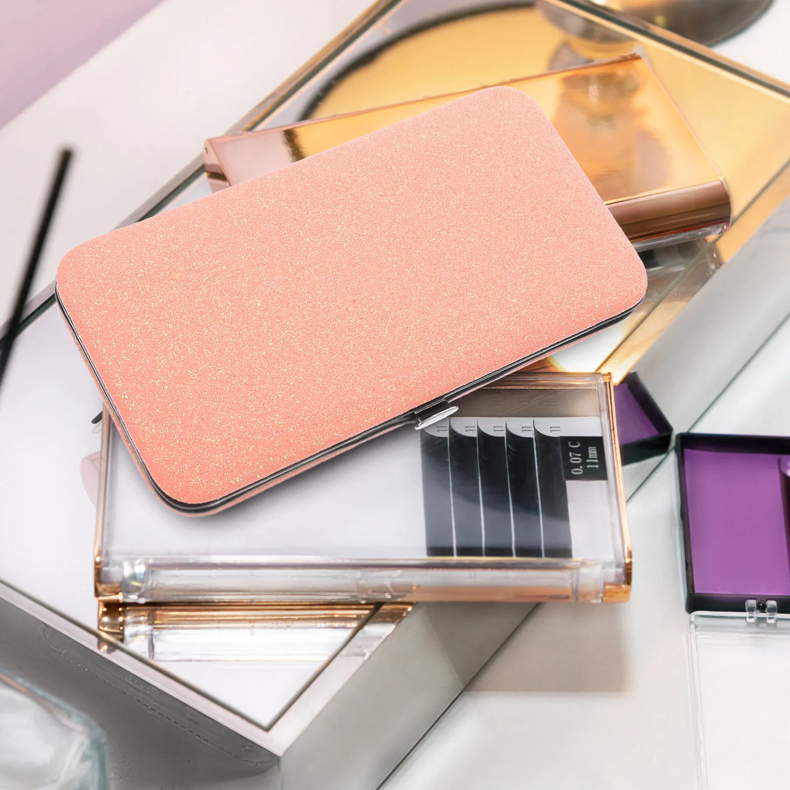 Wimpern Pinzette Box Schlank Magnetische Lagerung Fall Tragbare Make-Up Pinzette Halter Organizer Wimpern Verlängerung Werkzeuge Halter Kompakte