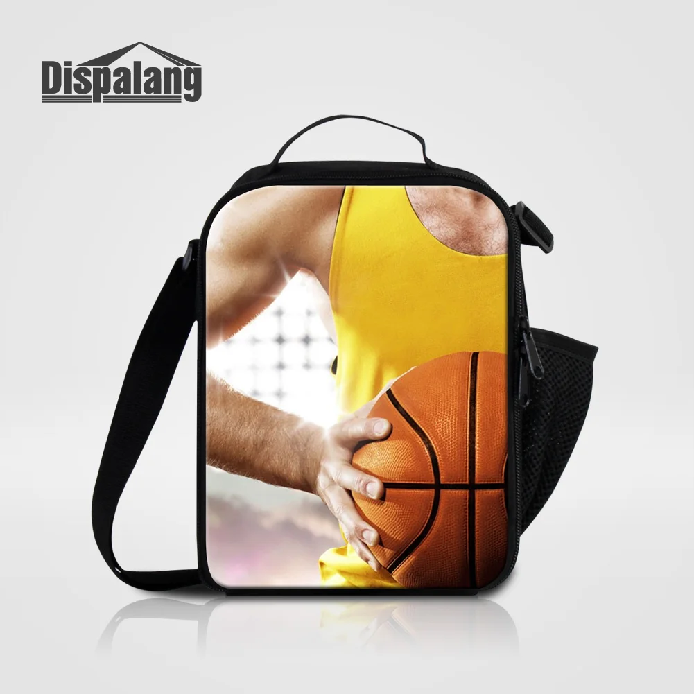 Men Insulated Lunch Box Basketball Printed Boys Lunch Bags Male Custom Logo Picnic Food Dinner Messenger Bag For School