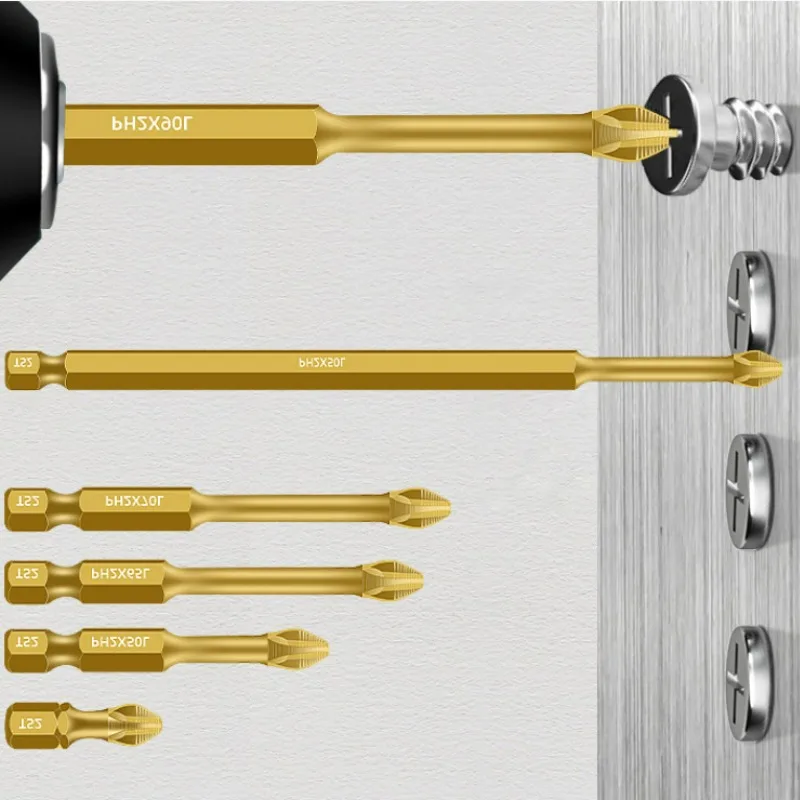 1PC Gold Titanium-Plated Non-slip Bits Wear-Resistant and Durable Drill Bits with Strong Magnetic Impact