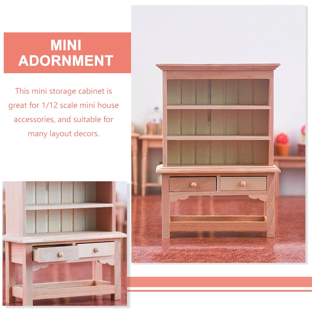 Mini Wardrobe Ornaments Furniture Decorate Models Wood Wooden Cabinet Miniature Bookcase Adornment