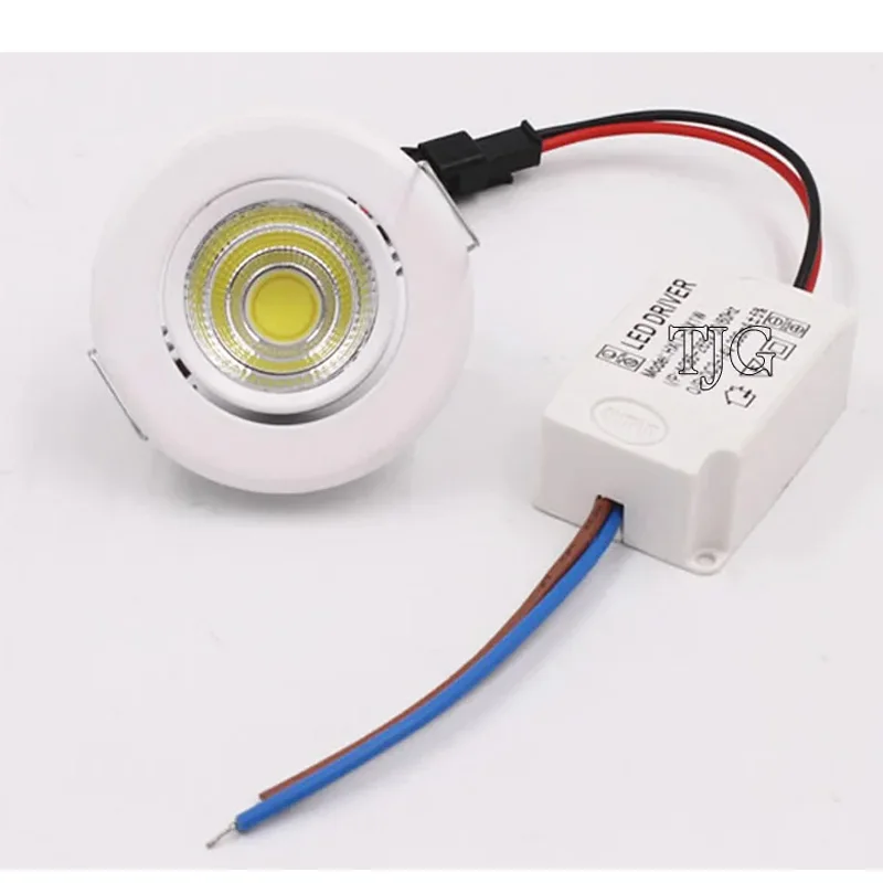 Aluminum Round LED Dimmable Ceiling Downlight 3W AC85-265V Recessed LED Spot Light Led Bulb Cutout 45mm With Driver