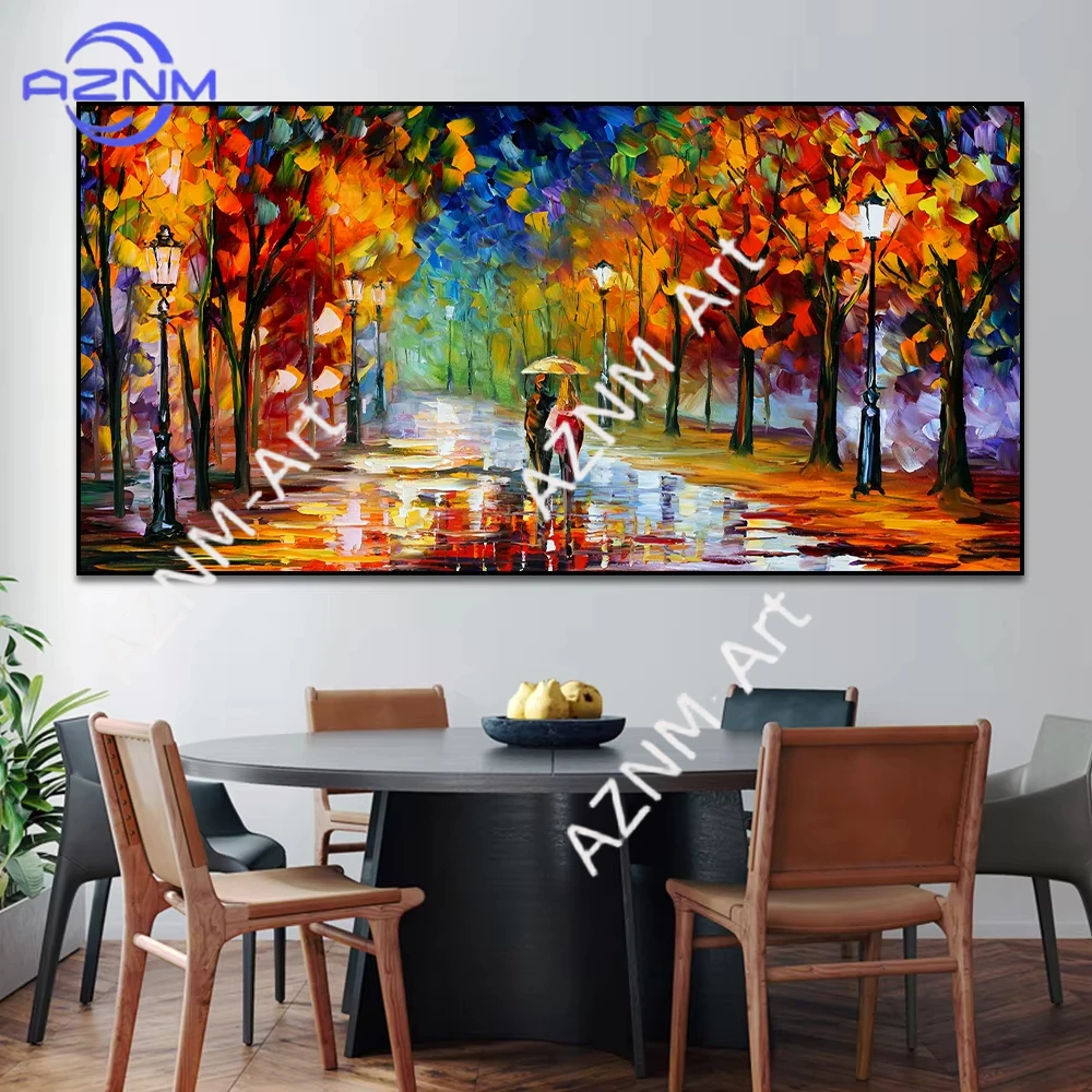 1 Stück, moderne, farbenfrohe, abstrakte Leinwanddrucke, Kunst, regnerische Gartenlandschaft, Poster, Bild, Wandkunst, Gemälde für Wohnzimmer