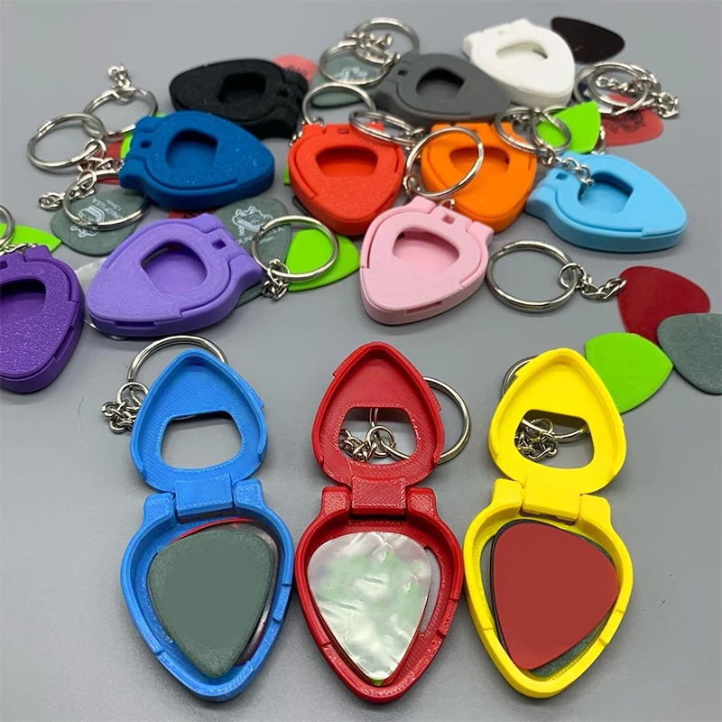 1/3 Buah Kotak Tempat Pick Gitar dengan Gantungan Kunci Plastik Portabel Bergaya untuk Gitaris, Hadiah Sempurna untuk Pecinta Musik Perjalanan Rumah