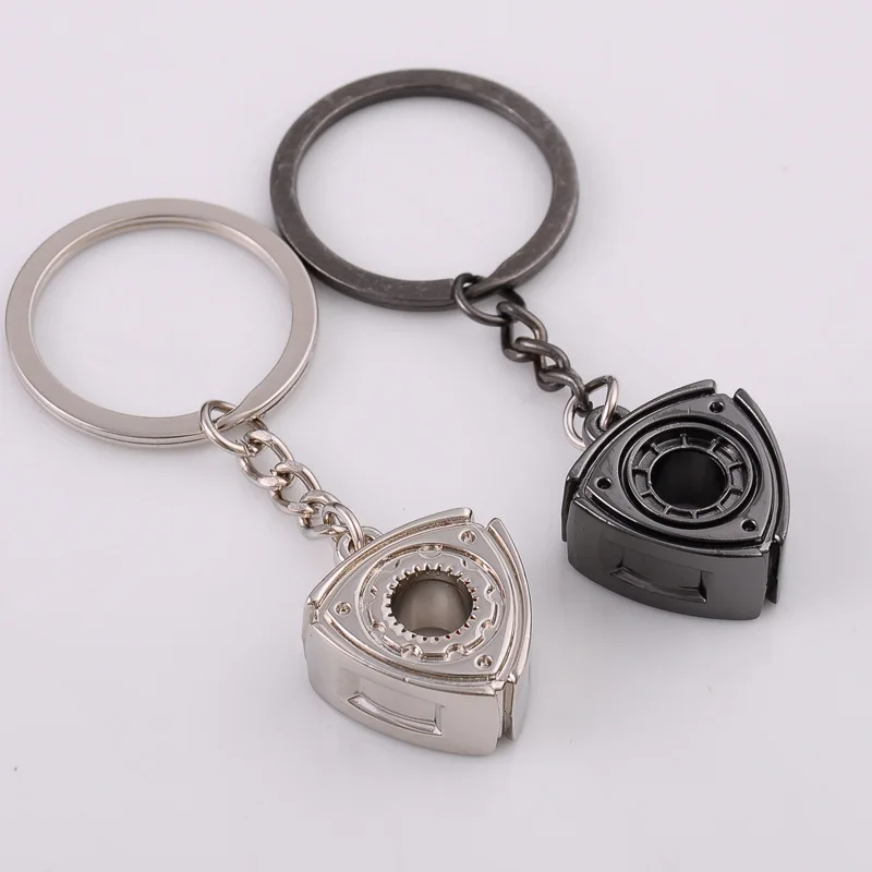 Men Metal Keychain Key Ring Car Engine Rotary Wankel Engine Rotor Gear Turbo Weighty Key Chain Car Accessories Parts 1Pcs