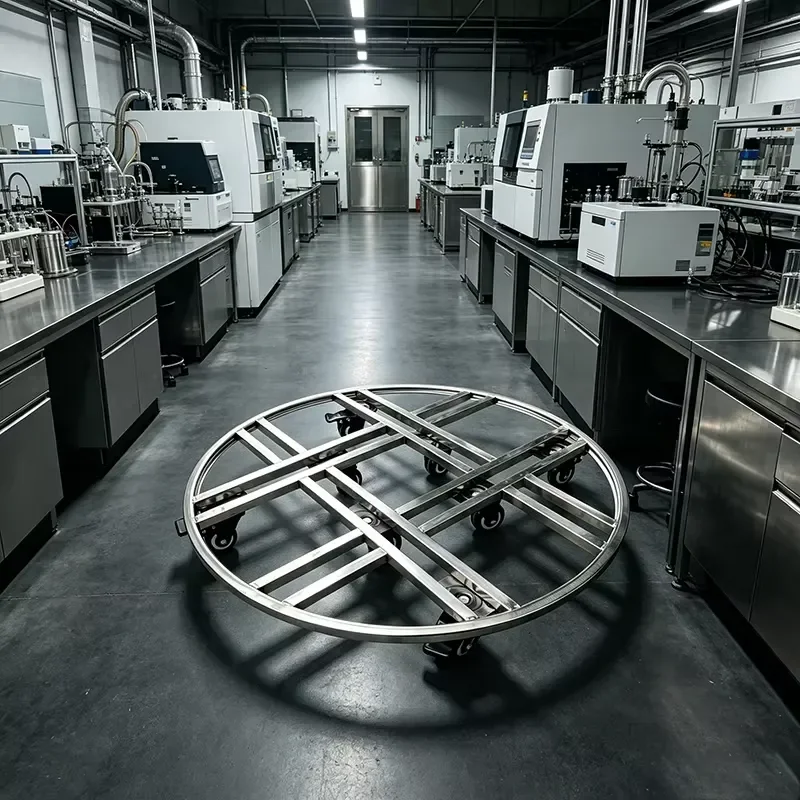 Round Lab Mobility Base Stainless Steel 360° Swivel Casters Brake Microscope / Centrifuge / Dryer / Aquarium 150-200kg Load