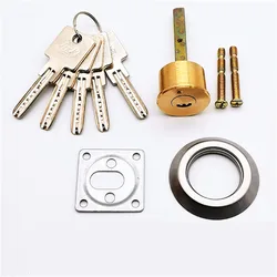 Pure Copper Door Lock Cylinder High Security Wooden Iron Door Body Anti-Theft Lock Cylinder House Door Universal Lock Brass