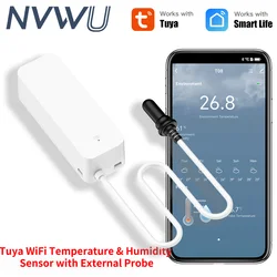 Tuya WiFi Temperature Humidity Sensor With External Probe for Smart Home Hygrometer APP Monitoring For Plants Aquarium Winery