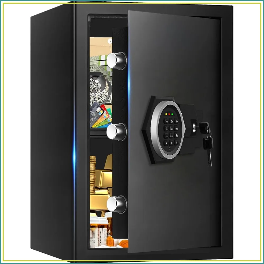 

3.4 Cuft Large Home Safe, Fireproof Waterproof with Digital Lock & Smart Alarm, Anti-Theft Security Safe for Documents Valuables