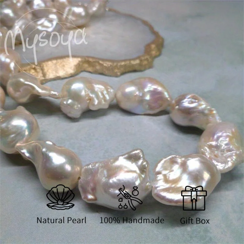 

MYSOYA 13-18mm Baroque Pearl Necklace With Gift Box Personalized Gift Perfect Gift For Wedding Birthday Christmas New Year