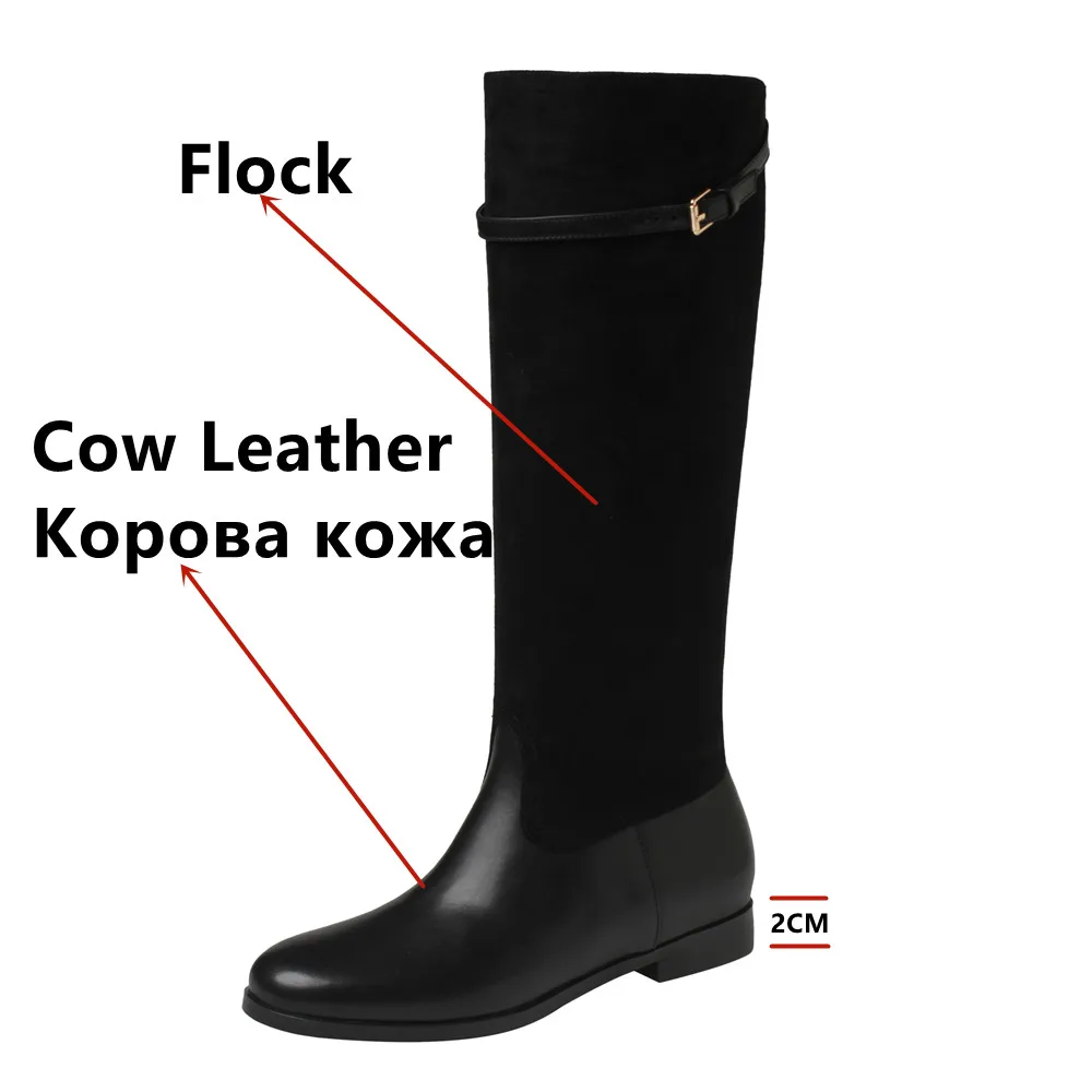 FEDONAS Splicing Genuine Leather Women Knee High Boots Low Heels Round Toe Western Boots Office Lady Autumn Winter Shoes Woman