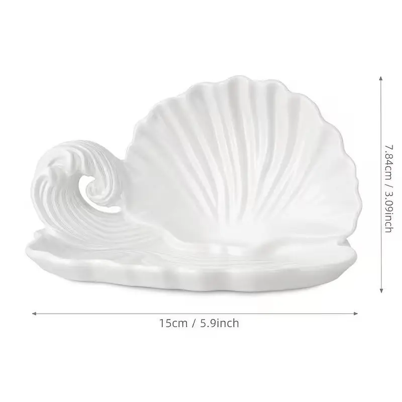 Exquisites Schmuckaufbewahrungstablett in Muschelform mit Meereswellenmuster, stilvolles Zubehörtablett für Schmuck, Geschenke oder Schmuckstücke. – Detail 9