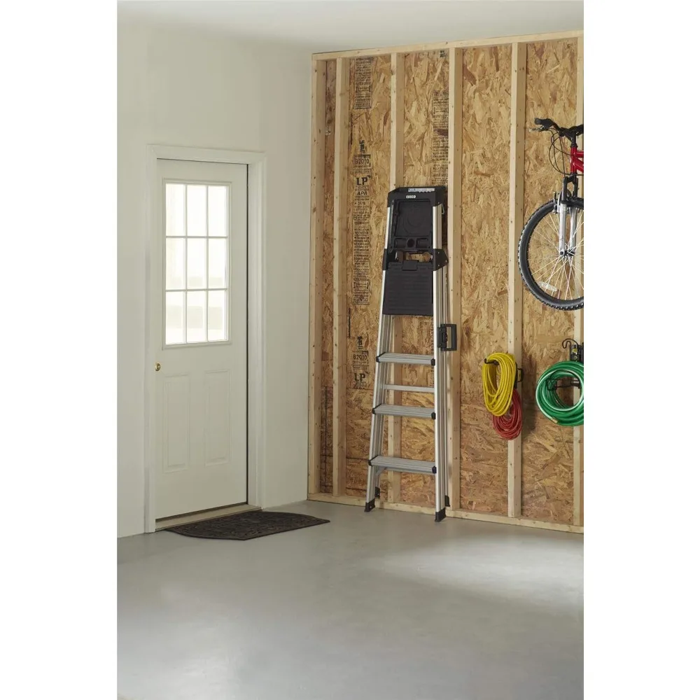 6-foot  Aluminum Folding Step Ladder,Lightweight ,300 lb. Capacity,Large Platform Step with Slip-Resistant Tread