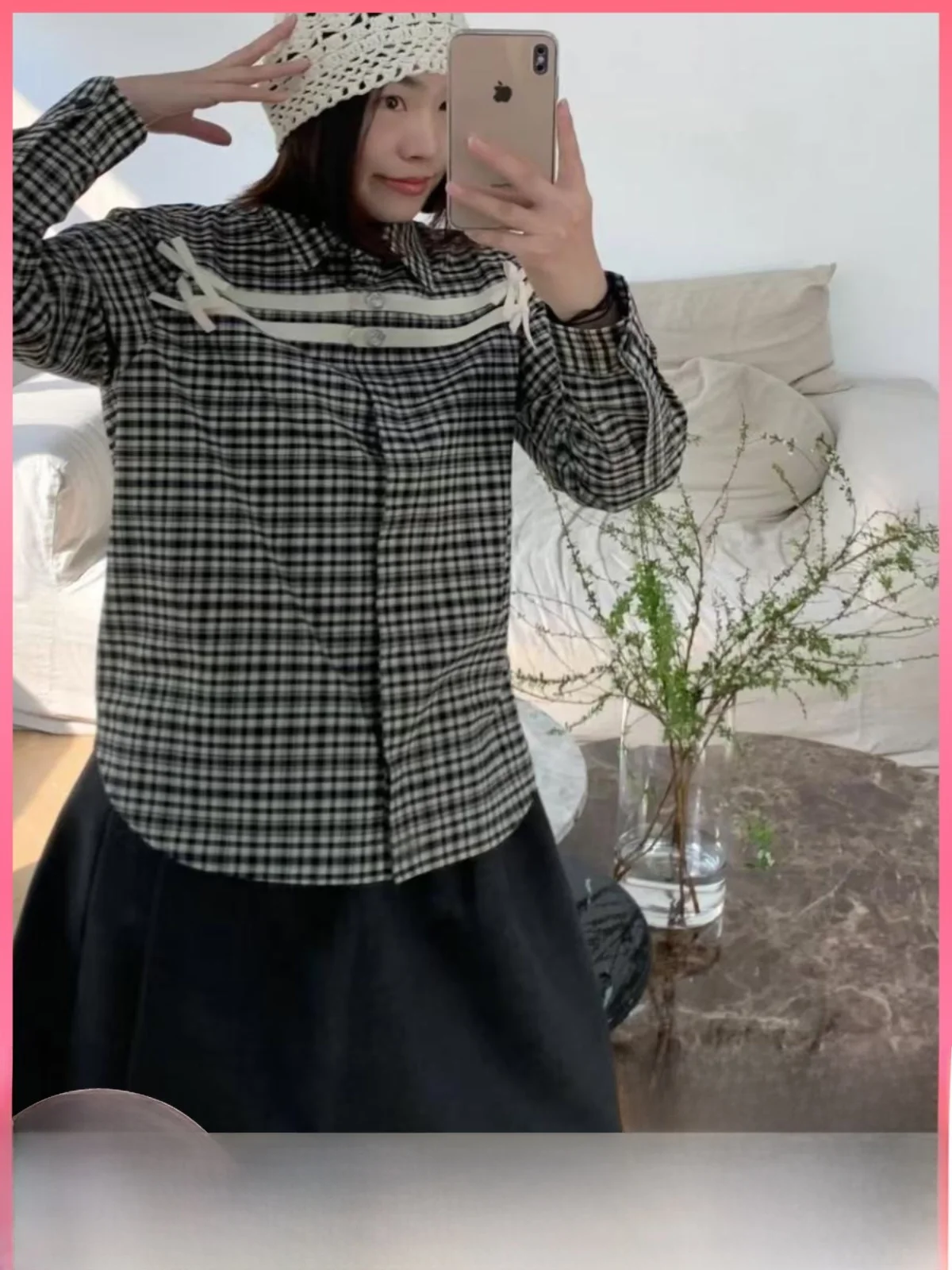 

Casual Loose Women's Shirt Versatile Holiday Series Moonrise Long Sleeve Collar Button down Polyester Winter Warm