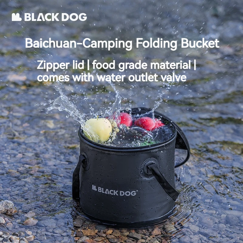 Naturehike Blackdog Folding Water Round Bucket With Lid Outlet 20L Camping Fishing Outdoor Picnic Bag Storage Box Sink Portable