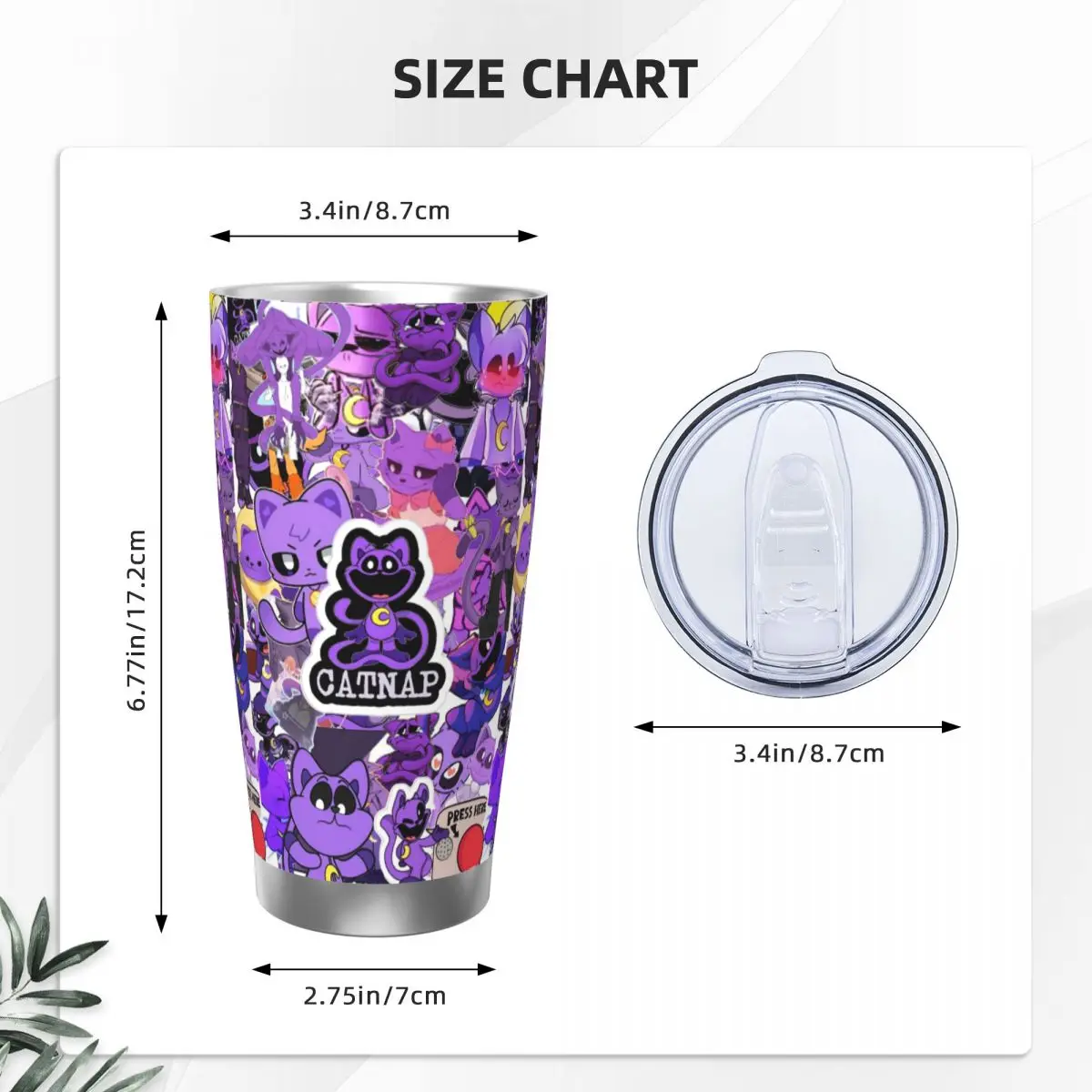 Catnap Smiling Critters Cartoon Stainless Steel Tumbler Vacuum Insulated Mugs Thermal Cold Cups Straws With Lid 20oz