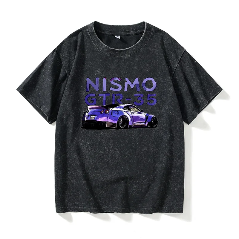 

Футболка GTR 35 Wide Body Nismo Racing Car Modified с коротким рукавом и круглым вырезом, хлопковая, летняя, повседневная, с забавным принтом