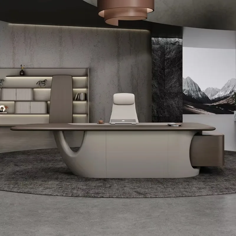 Minimalist Modern Luxury Wooden Panel Boss Workstation Desk Custom-Made Convertible Computer Table for Office Home Hospital