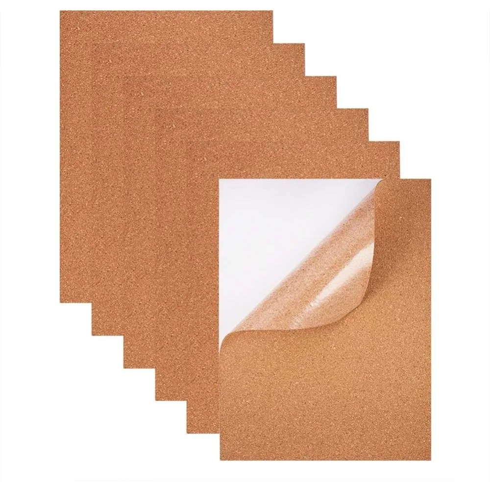 8 Pack Self-Adhesive Cork Sheets 1mm Thick A4 Rectangle Insulation Cork Backing Sheets for Coaster Wall Decoration