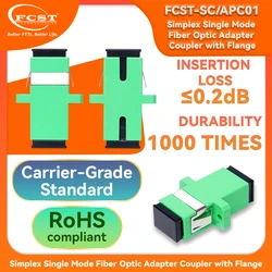 FCST 10Pcs SC Adapter złącza światłowodowego Jednordzeniowy SC / UPC SM Kołnierz Jednomodowy Simplex SC-SC Łącznik APC