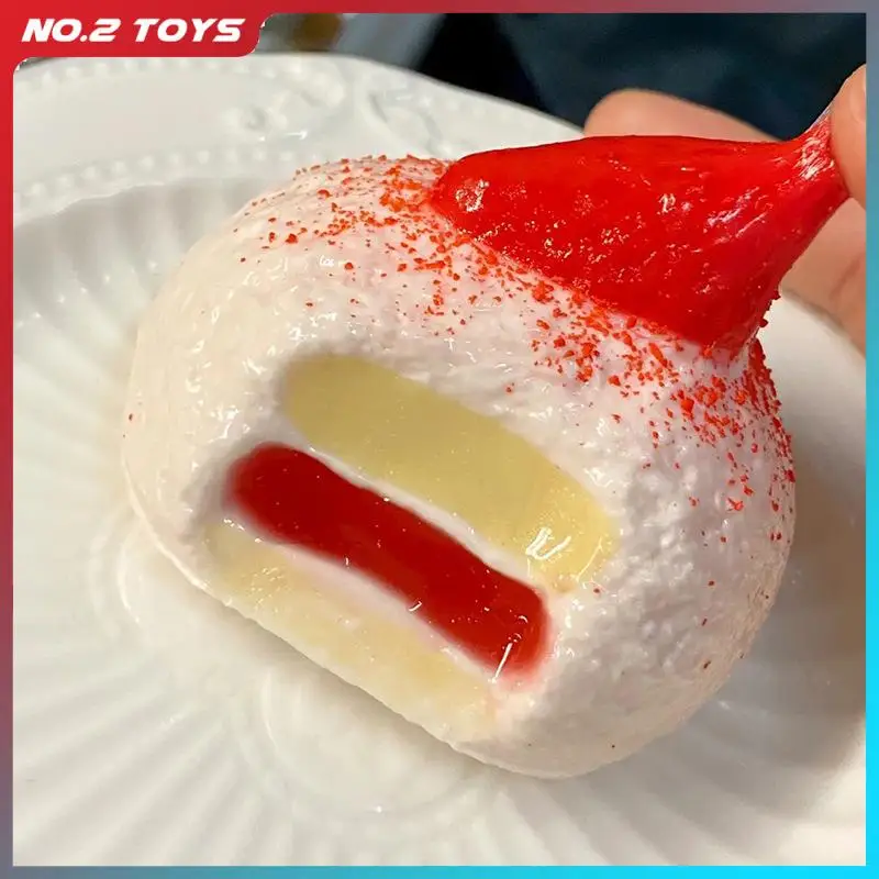 

10 Pieces Custard Strawberry Stress Relief Toy Simulation Food Cake Decompression Squeeze Toys for Children Adult Christmas Gift