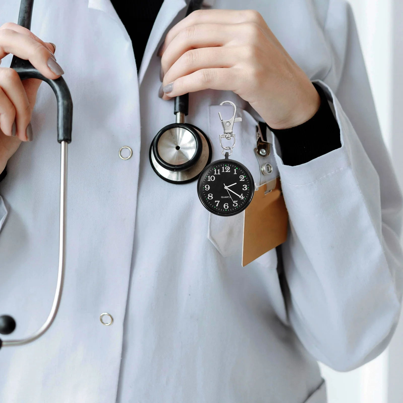 Portable Nurse Pocket Watch Hanging Clip Keychain Fob Watch for Doctors Women Students Lightweight Accurate Timing