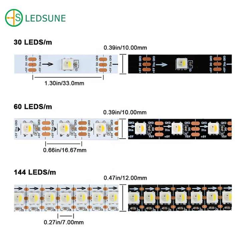 Sk6812 RGBW Led Strip 4 In1 Built-in Independent IC Smart Driver Chip SMD5050 Programming Waterproof Lamp DC5V 30/60/144leds/m
