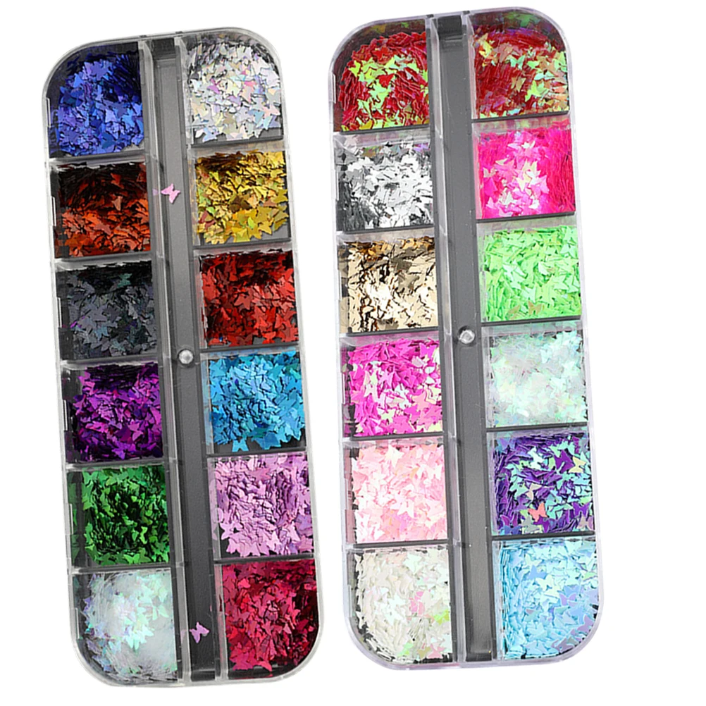 

Butterfly Sequins 12-Color Glitter Set for Nail Art Manicure Stickers DIY Crafts Scrapbook Christmas Decorations Eye Shadow