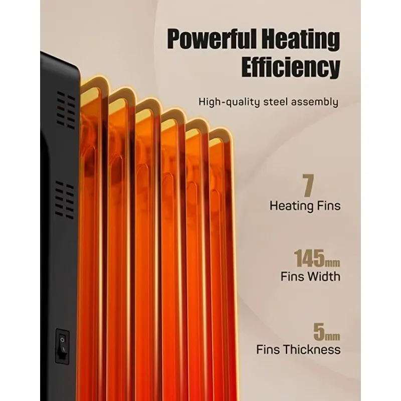 Airo Portable Radiant Oil Filled Radiator for Full Room Quiet Digital Thermostat 24 Hrs Timer Remote Overheat Protection