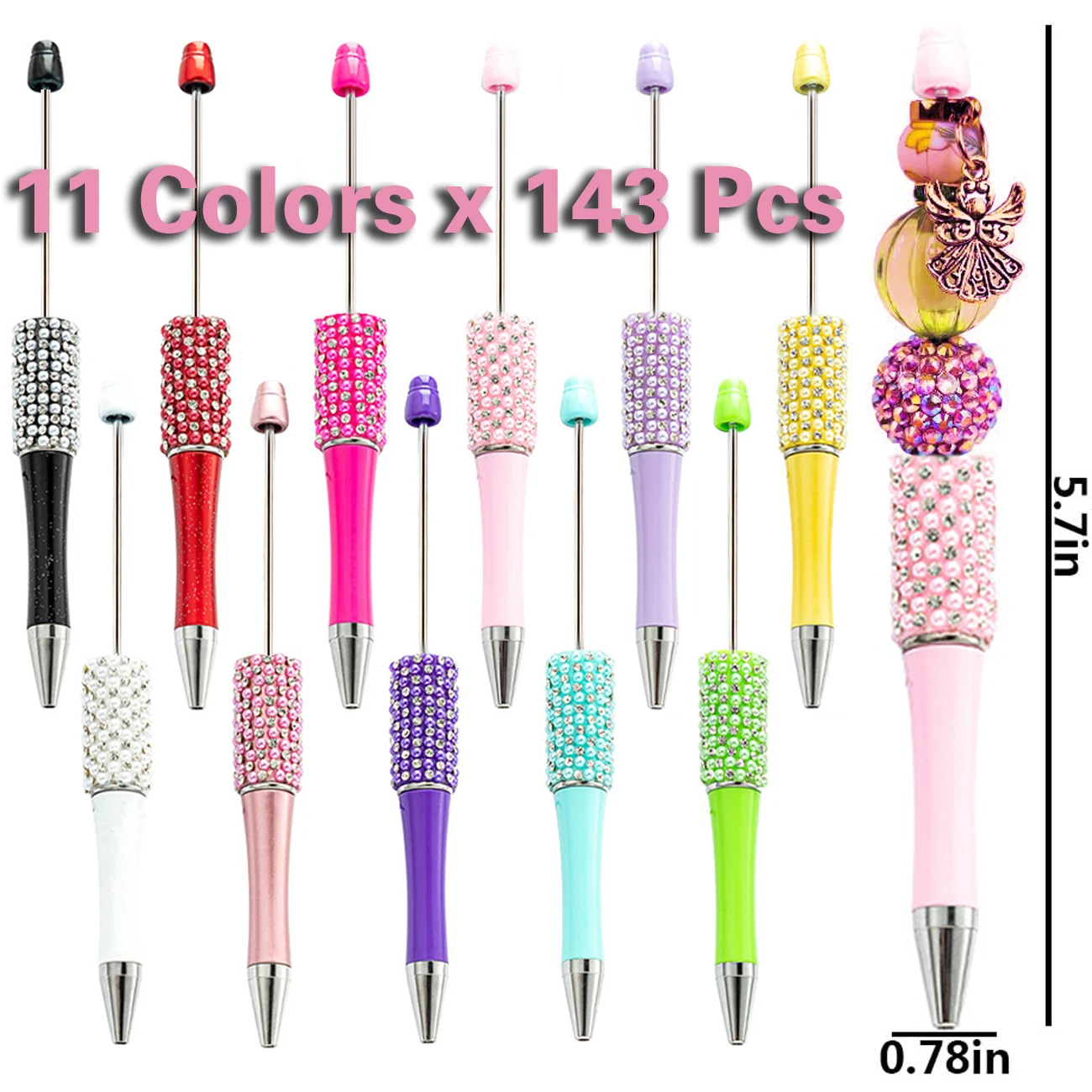 

143Pcs Bead Pens Wholesale Creative Plastic Beaded Pen Ballpoint Pen Printable Beadable Pen DIY Gift for Student Office Supplies