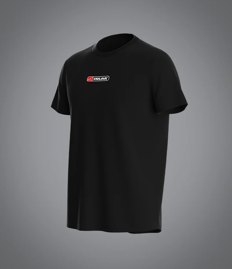 Men’s VRUNK casual black short sleeve tee  soft breathable cotton material, versatile daily streetwear top for everyday matching
