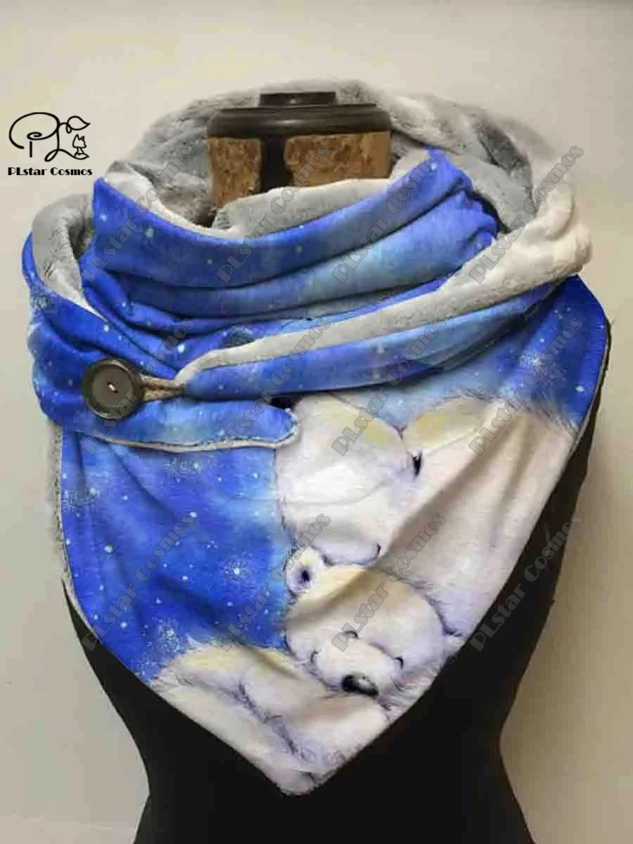 3D printing animal series cute panda raccoon sloth koala pattern women's warm shawl spring and winter small triangle scarf